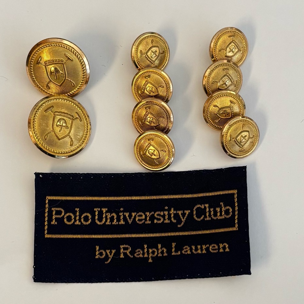 VTG Ralph Lauren Polo University Club Gold Tone Helmet Replacement Buttons 10